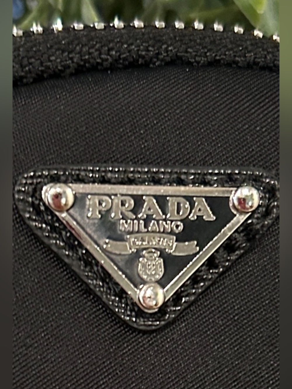 Prada Black Nylon Mini Pouch with Silver Triangle Logo - Picture 3 of 8